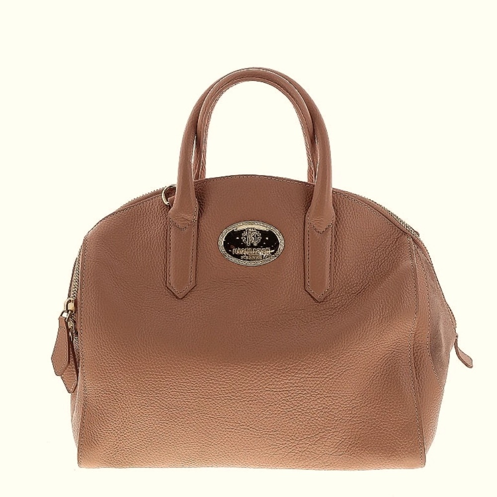 Roberto Cavalli Bowler Dome Leather Satchel Handbag
